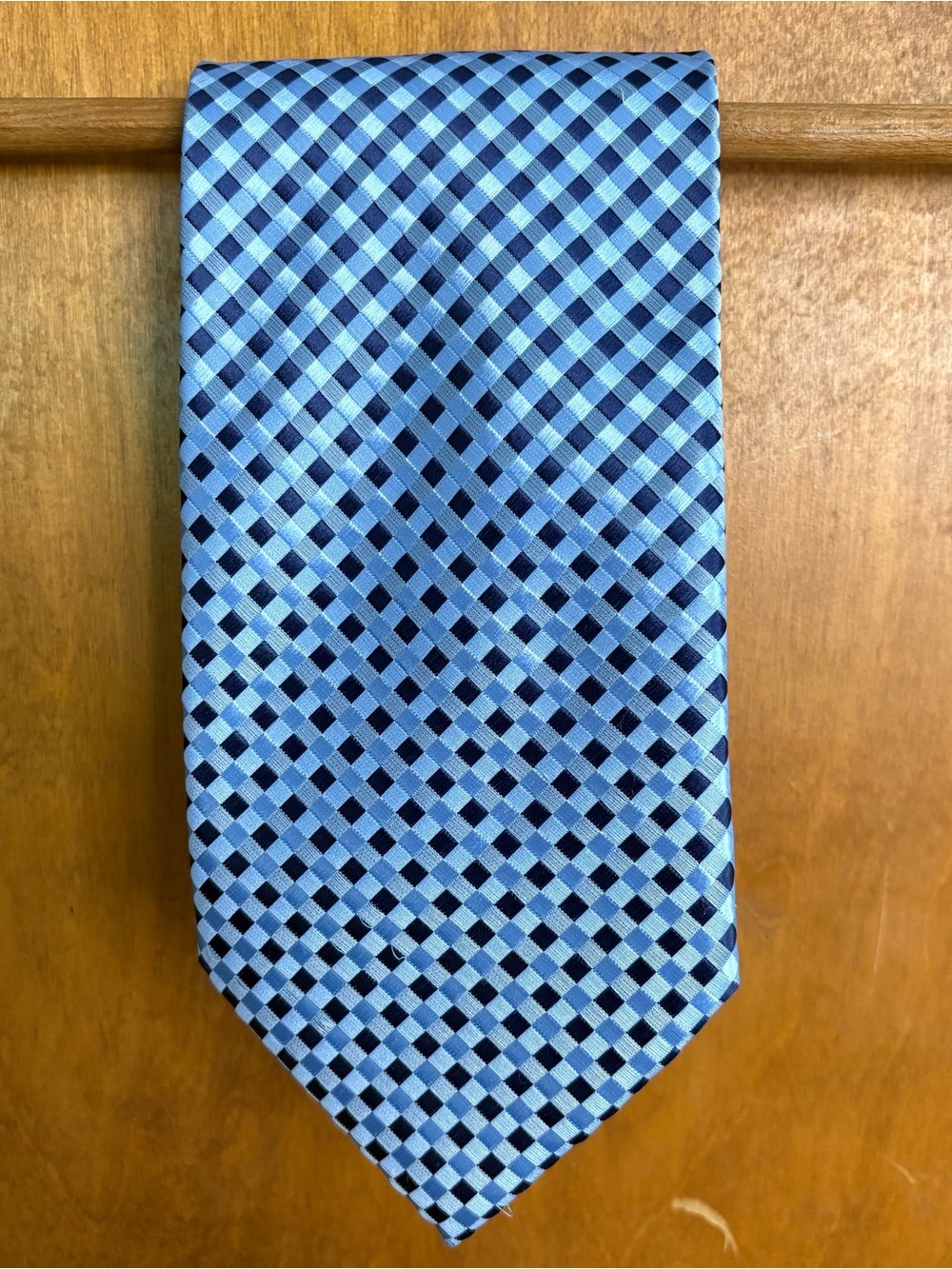 Ermenegildo Zegna Men's 100% Silk Blue Geometric Plaid Dress Tie Formal Check